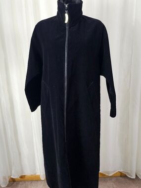 Vintage Mycra Pac Reversible Black Velvet Zip-Up Rain Coat With Hood